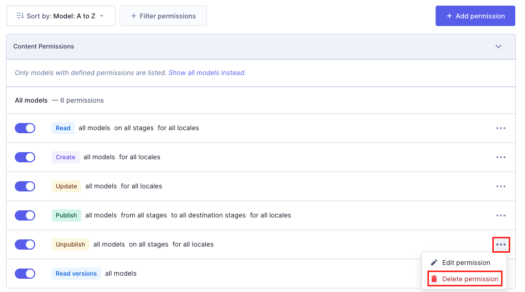 API Access - Delete permissions